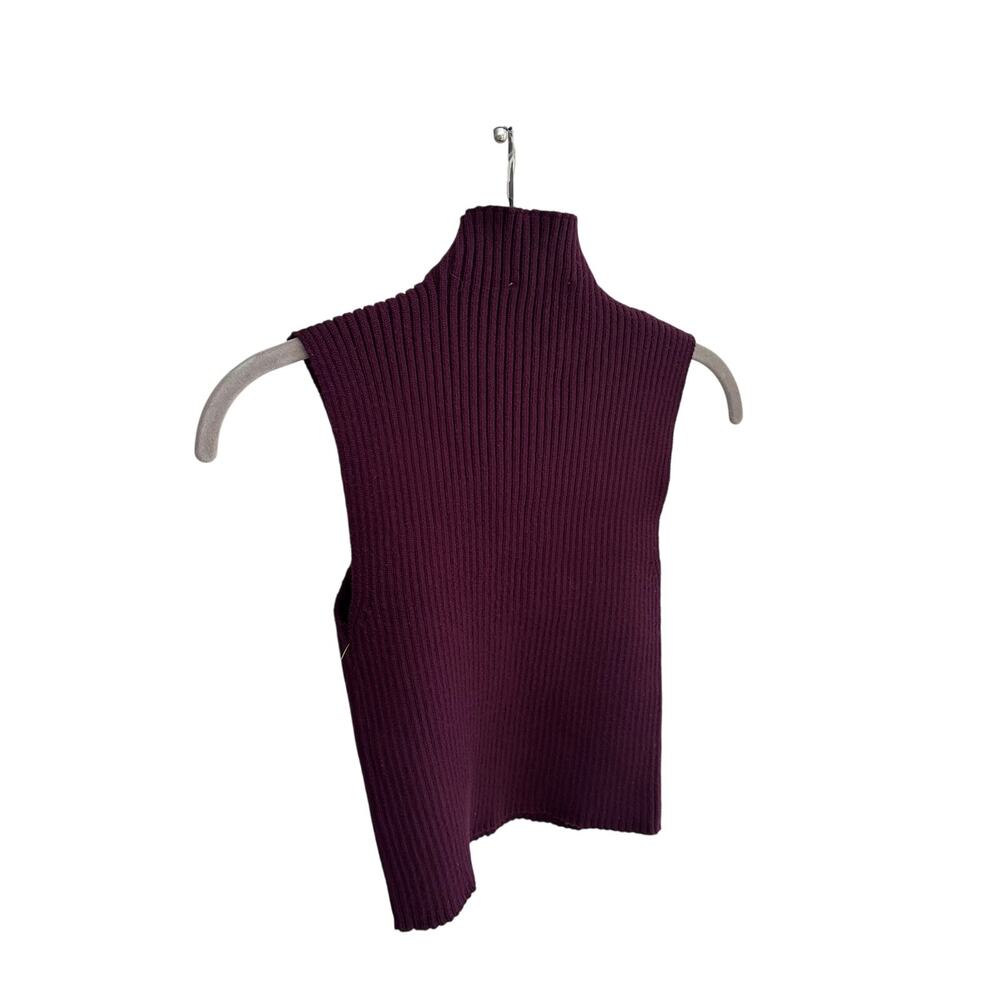 Zara Ribbed Mock Neck Sleeveless Sweater Vest Plum Purple Size M USA 8 - Picture 8 of 8